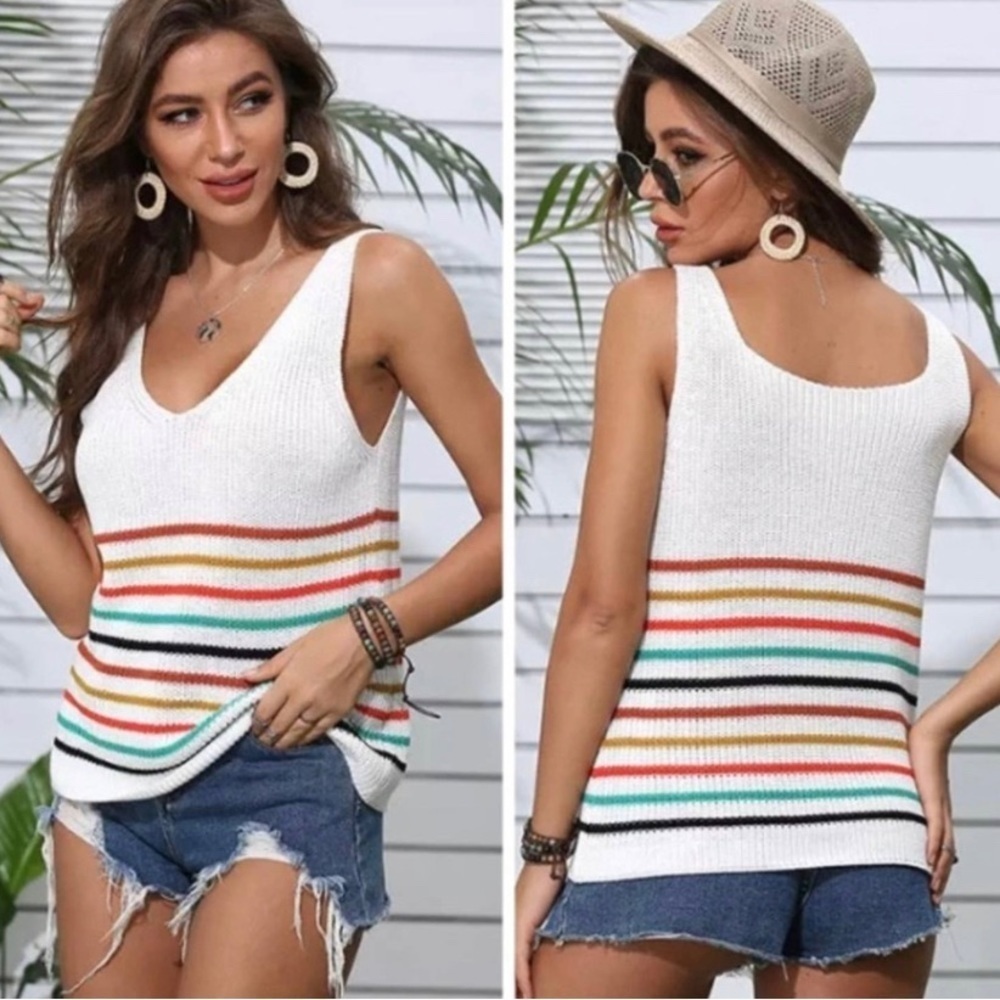 Womens Casual Striped Tank Top